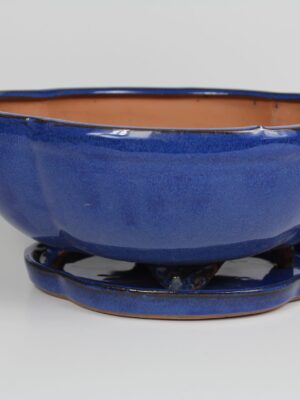 10″ Glazed Bonsai pot w/ Attached saucer